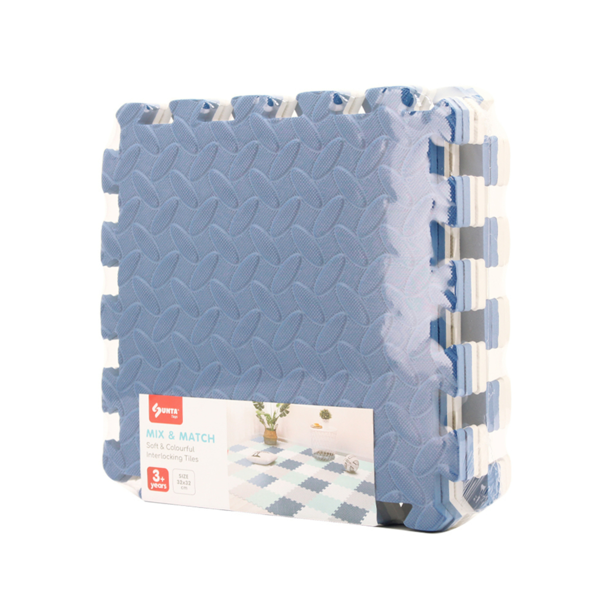 Sunta Puzzle Mat, 8 pcs, Blue/White, 1010G/8-BLU/WHT