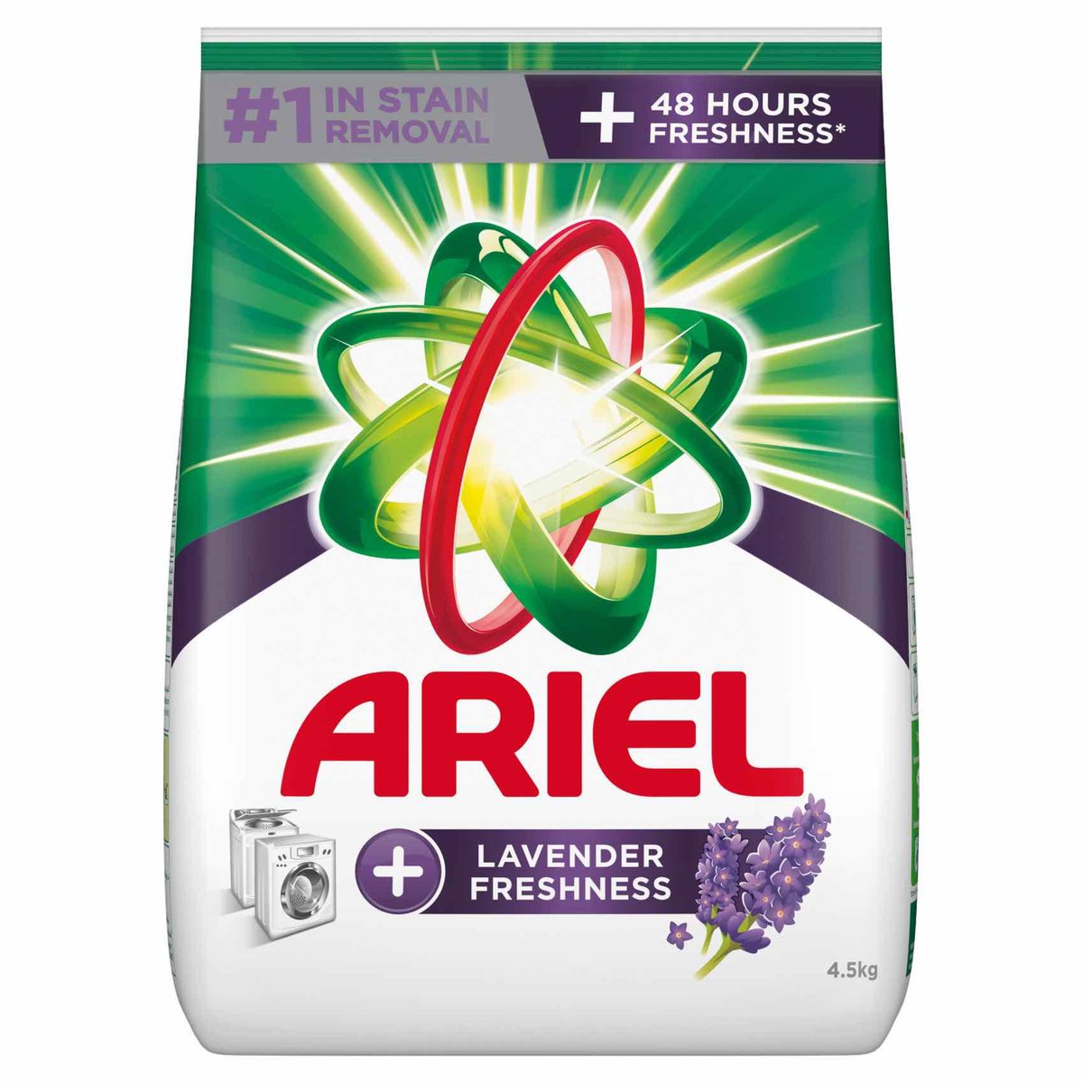 Buy Ariel Automatic Lavender Laundry Detergent Powder, Number 1 in Stain Removal with 48 Hours of Freshness, 4.5 kg Online at Best Price | Front load washing powders | Lulu UAE in Kuwait