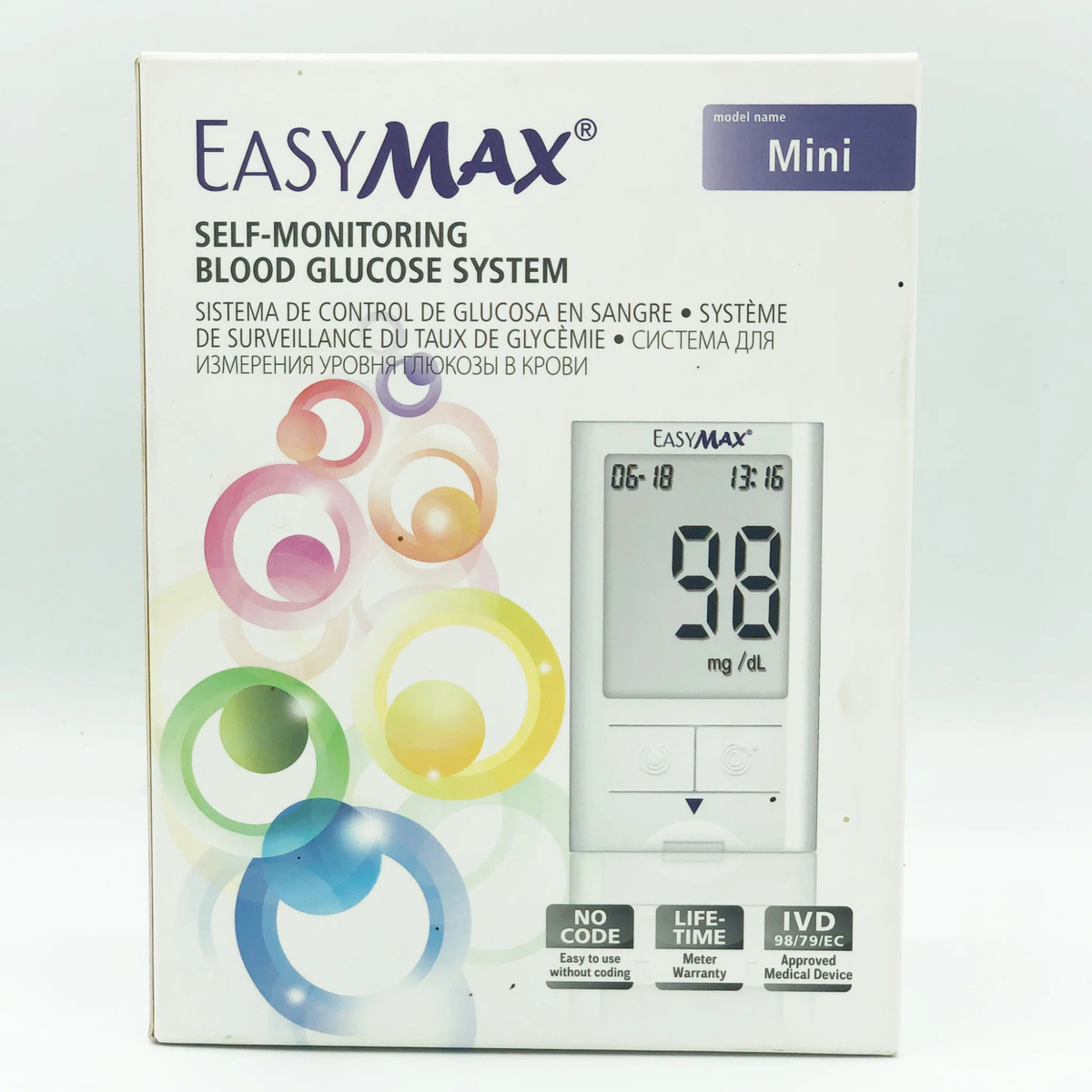 Easymax Mini Glucose Monitor with 100 Pc Strips, Black/ White
