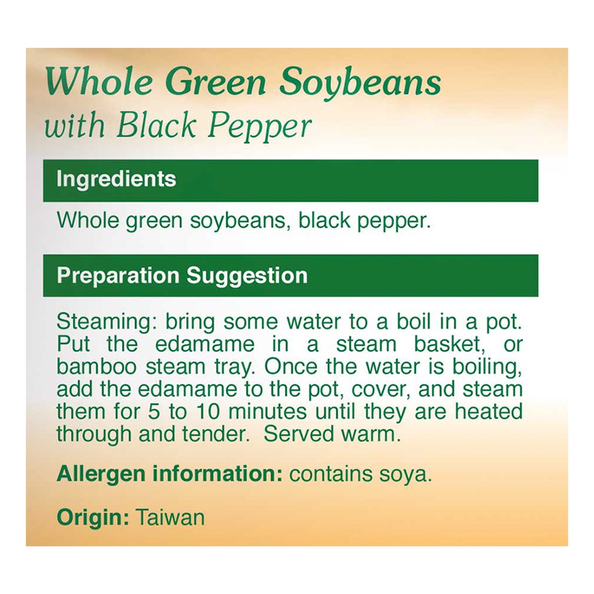 Trebon Edamame Whole Green Soybeans with Black Pepper Gluten Free 400g