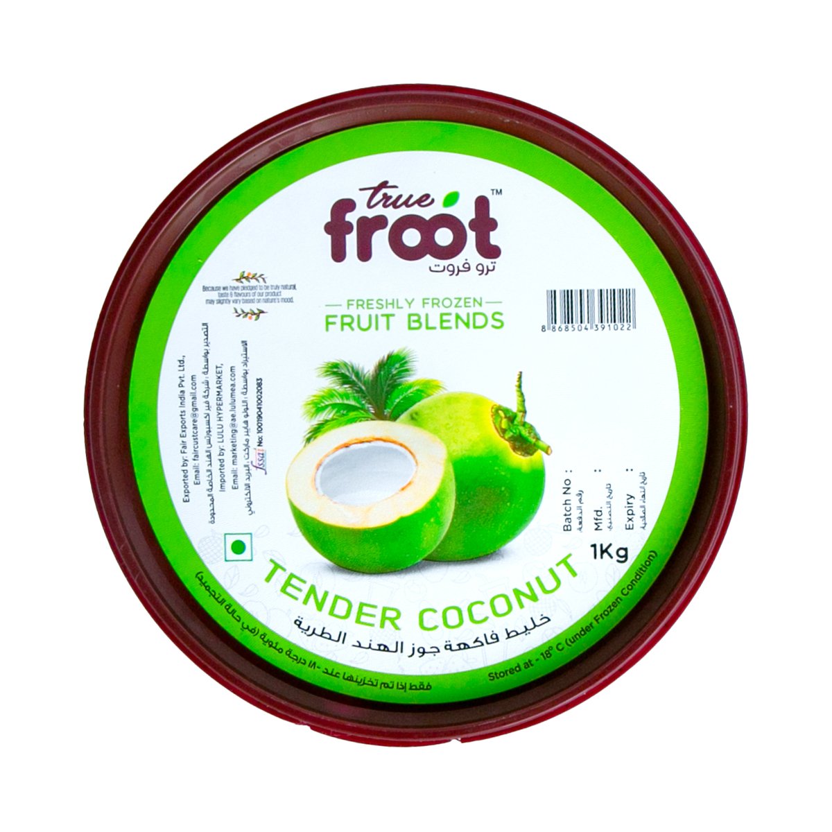 True Froot Freshly Frozen Tender Coconut Fruit Blend 1 kg
