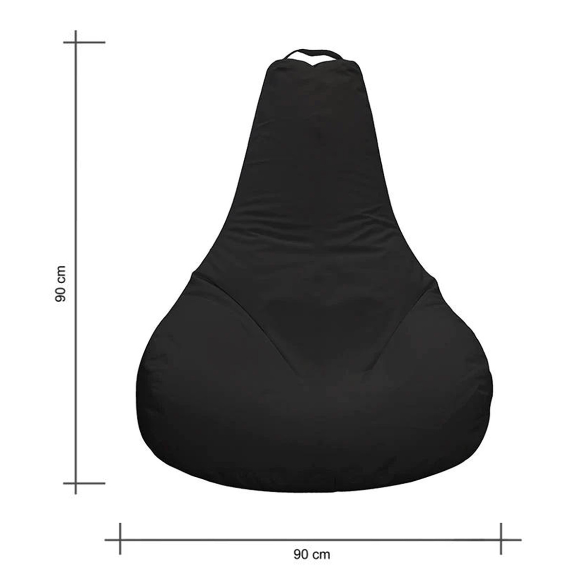 Cotton Home Tear Drop Bean Bag Black 90x90cm