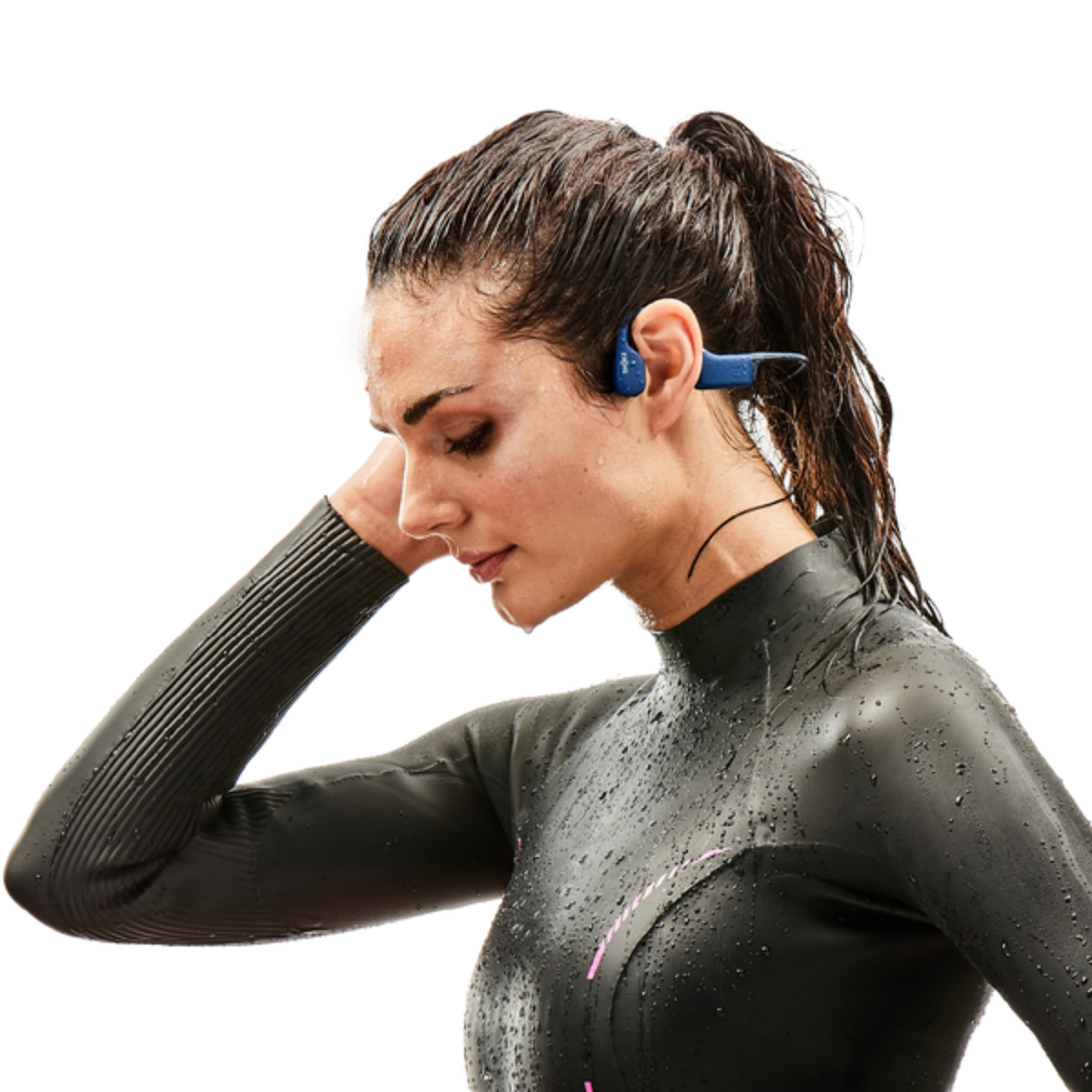 شوكز أوبن سويم بون كوندكشن سماعات رأس Mp3 للسباحة بتصميم أذن مفتوحة، أزرق، OPENSWIM BLU
