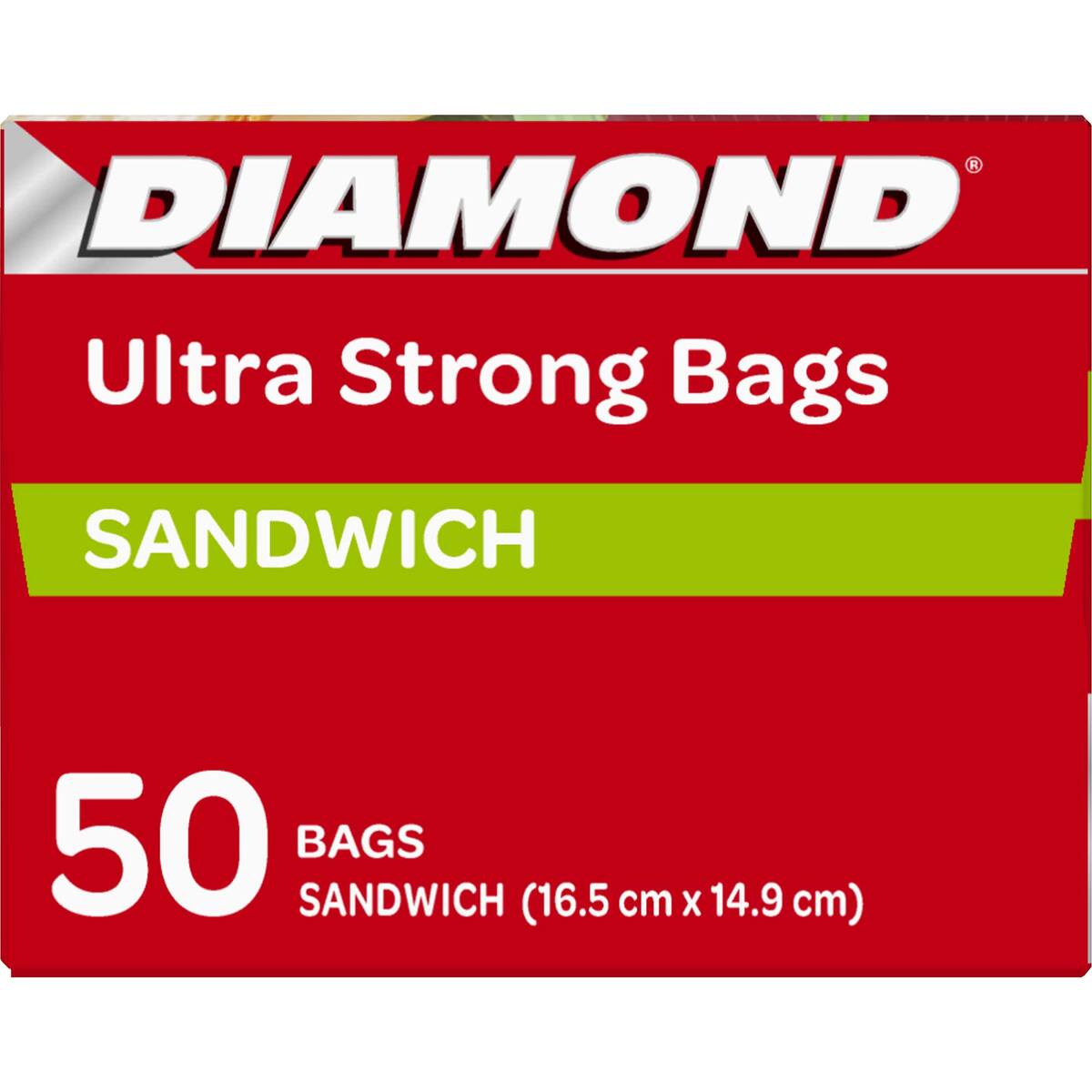 Diamond Ultra Strong Zipper Sandwich Bags Oxo-Biodegradable Size 16.5 x 14.9cm 50 pcs