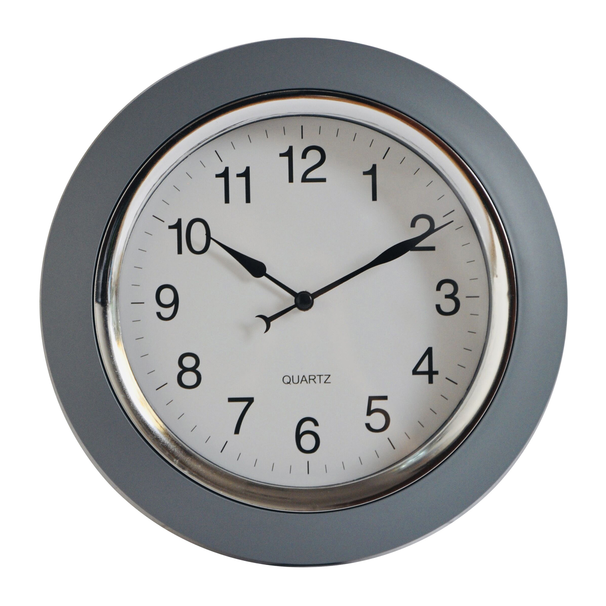 Maple Leaf Home Plastic Wall Clock, Grey, 24.2 cm, BP-R1002G
