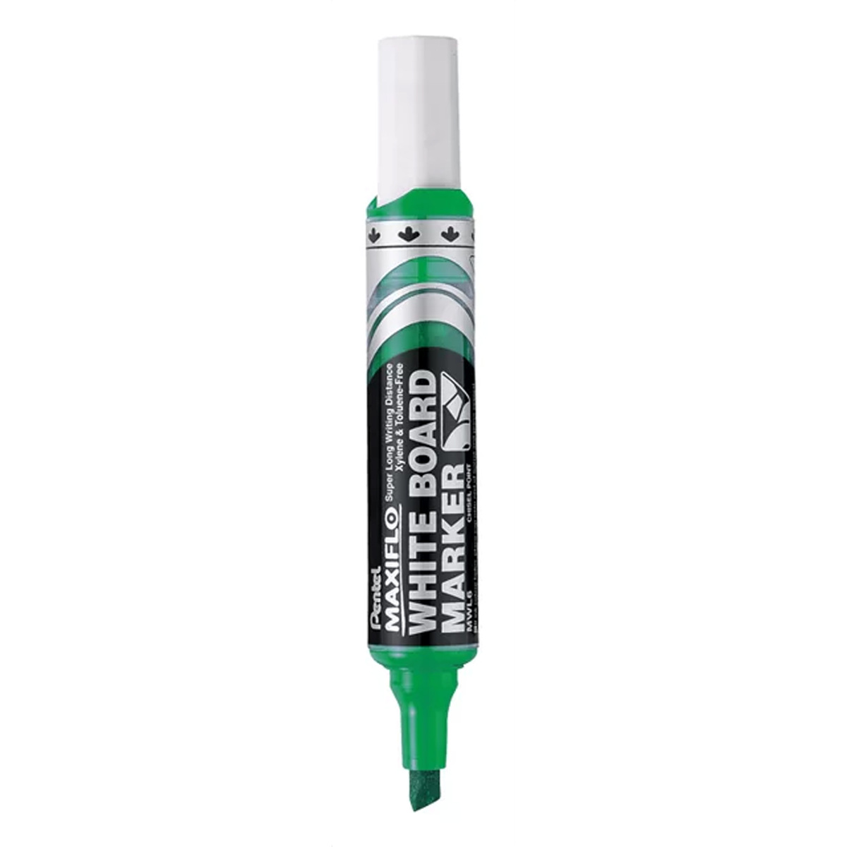 Pentel Maxiflo Medium Chisel Tip Liquid Ink Dry Wipe Marker, 8 Pcs, MWL608