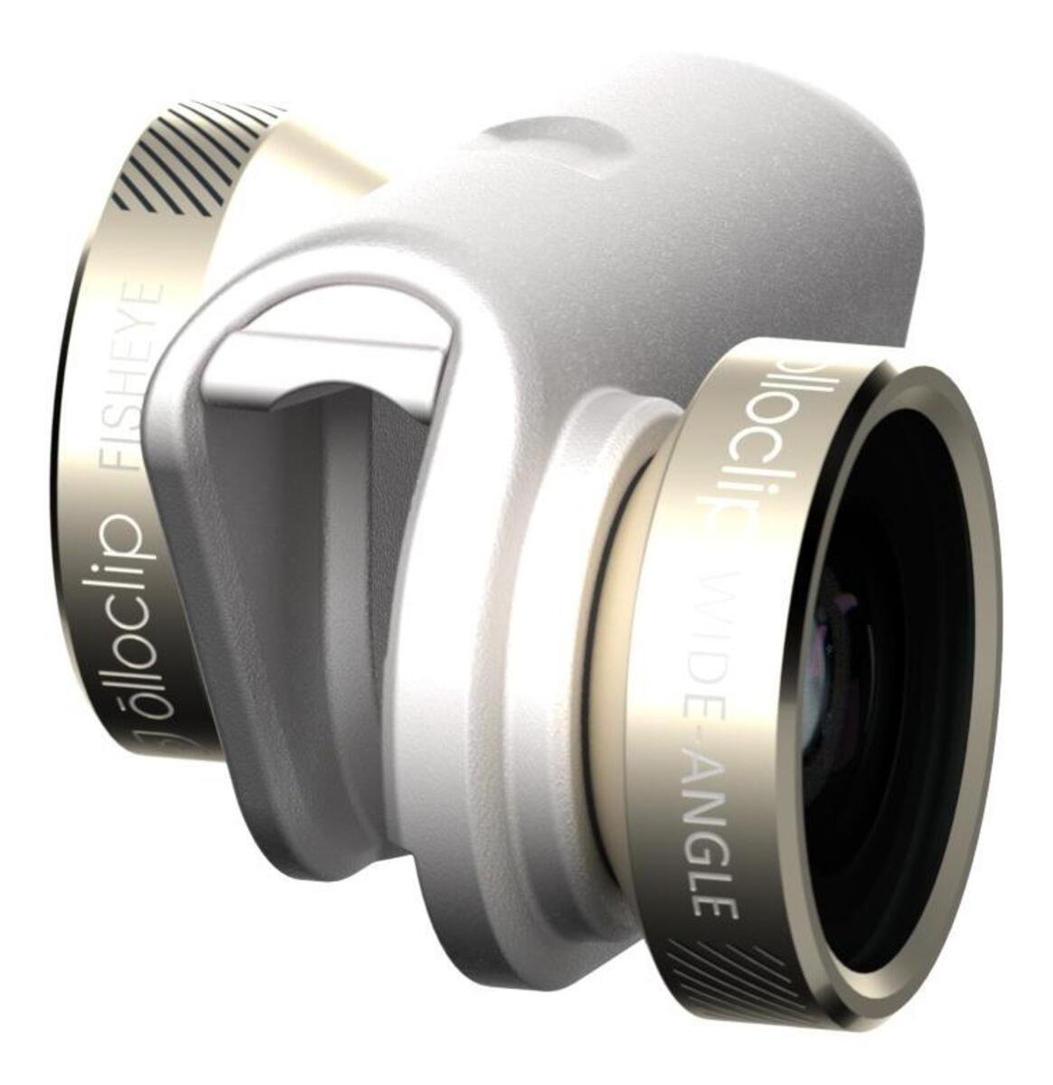 OLLOCLIP 4-IN-1 Lens With Pendant-Gold Lens/White Clip - For iPhone 6/6PLUS
