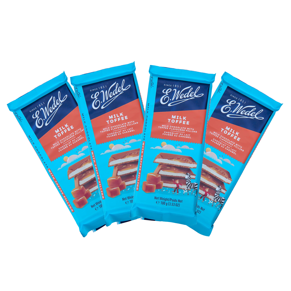 E Wedel Milk Chocolate With Toffee Filling 4 x 100 g
