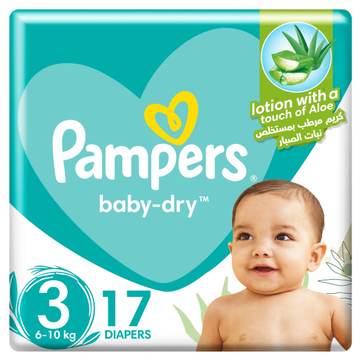 Buy Pampers Baby-Dry Taped Diapers with Aloe Vera Lotion, up to 100% Leakage Protection, Size 3, 6-10kg, 17 pcs Online at Best Price | Baby Nappies | Lulu Kuwait in Kuwait