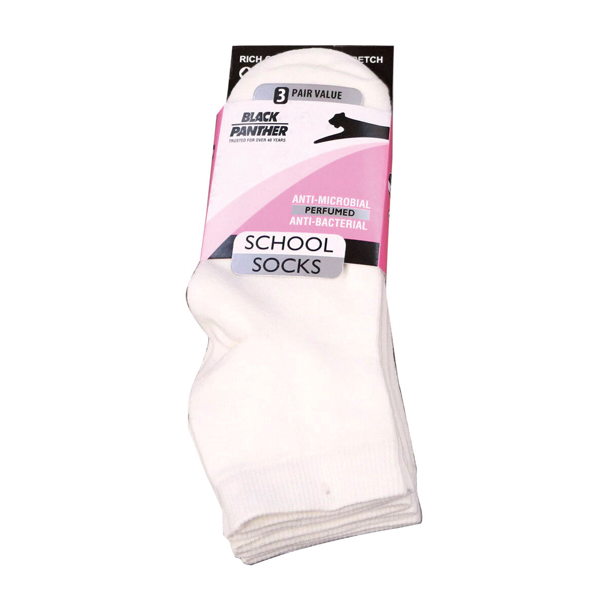 Girls School Ankle.Socks White 1x3, 11-12Y