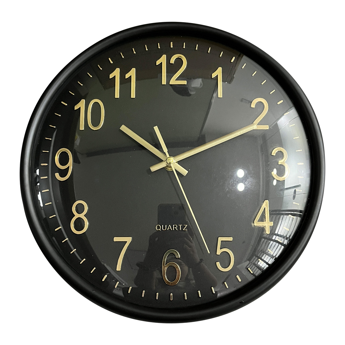 Maple Leaf Home Plastic Wall Clock with Raised up Glass, 30 cm, Black, BP-R1209