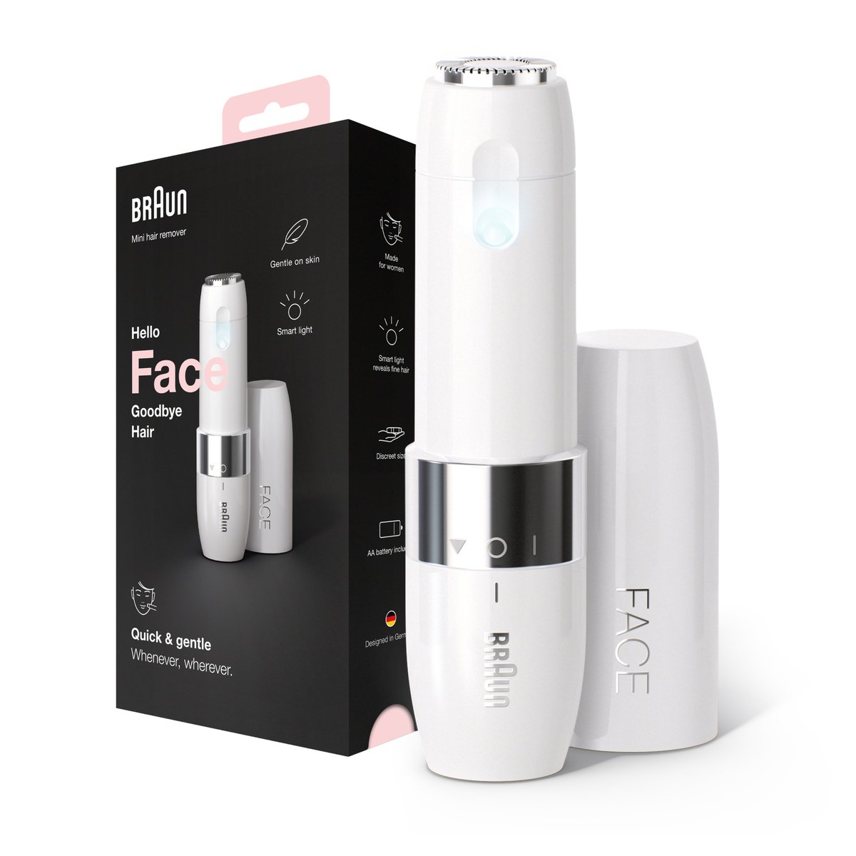 Braun Mini Face Hair Remover For Women Finishing Touch For Upper Lips White FS1000