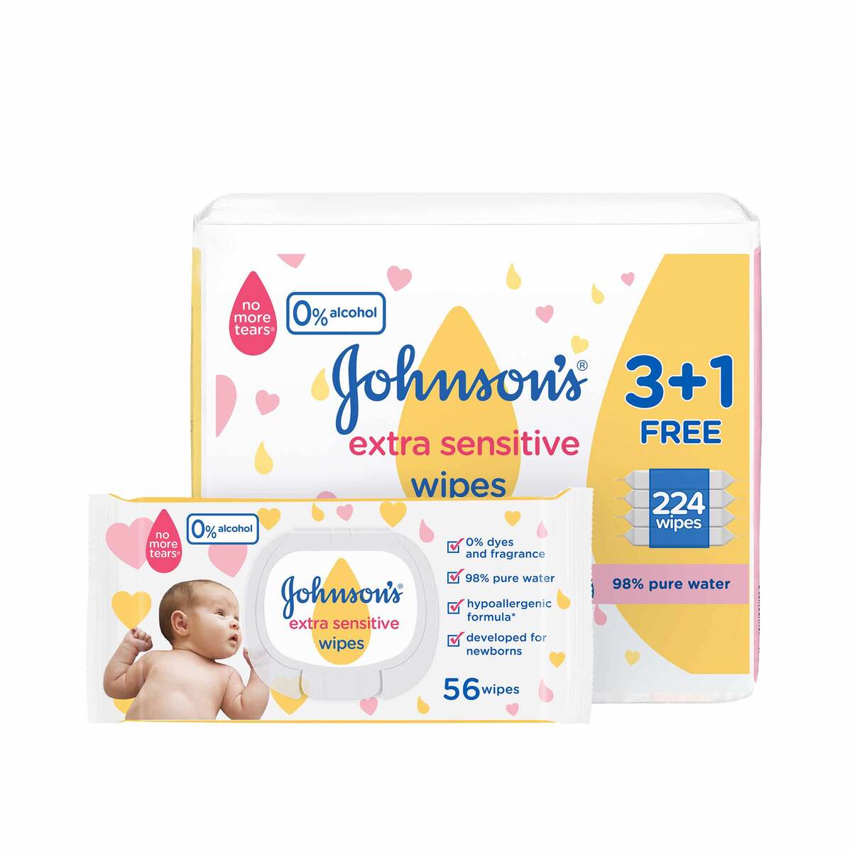 Johnson's Baby Wipes Extra Sensitive 4 x 56 pcs