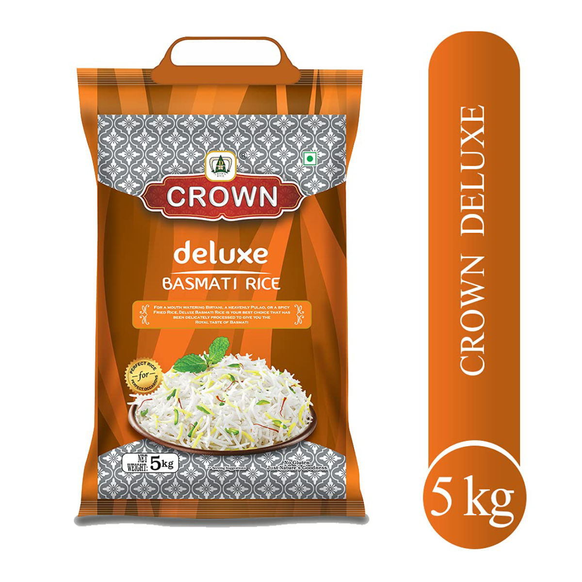 Buy Crown Deluxe Long Grain Basmati Rice 5 kg Online at Best Price | Basmati | Lulu Kuwait in UAE
