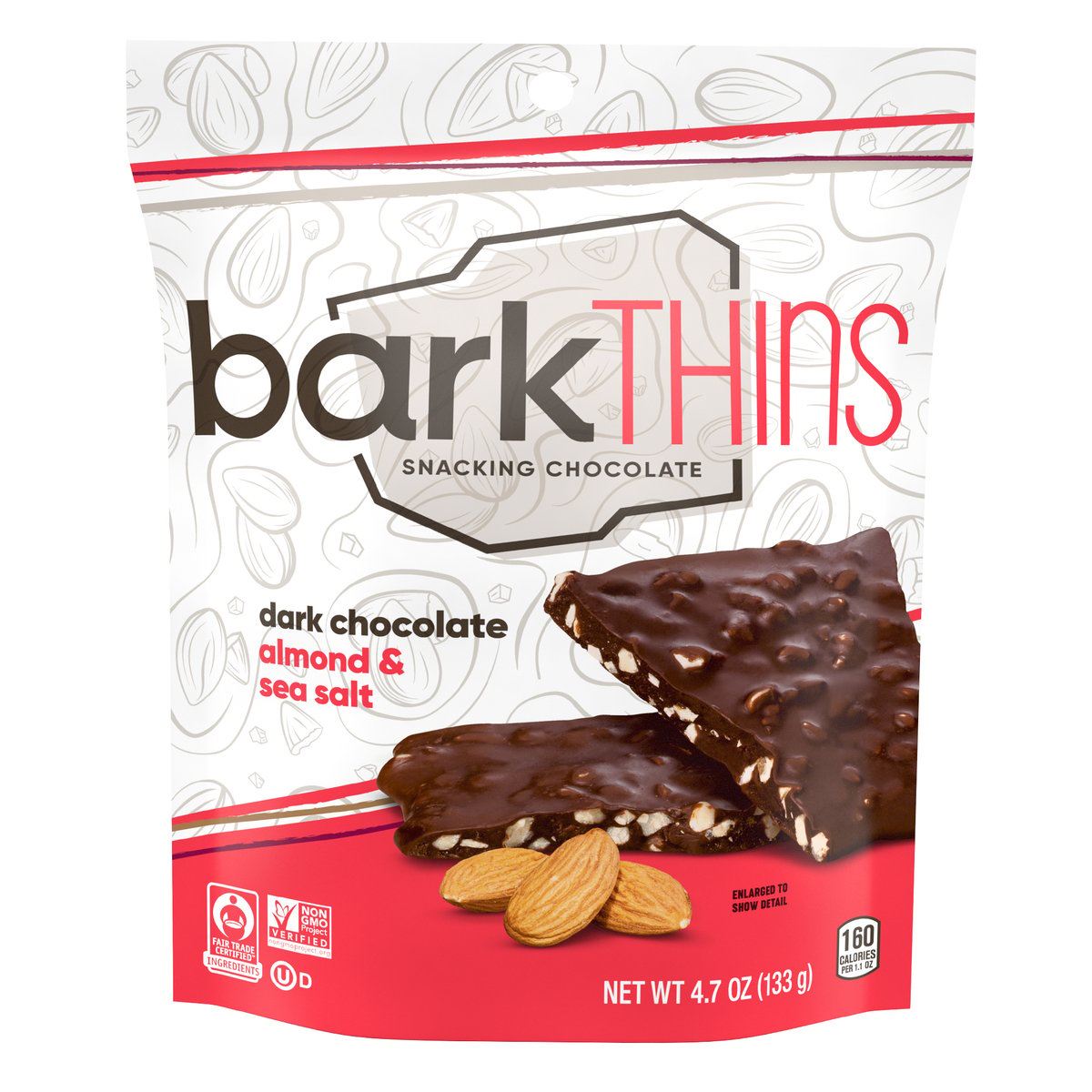 Bark Thins Dark Chocolate Almond & Salt Snacking Chocolate 133 g