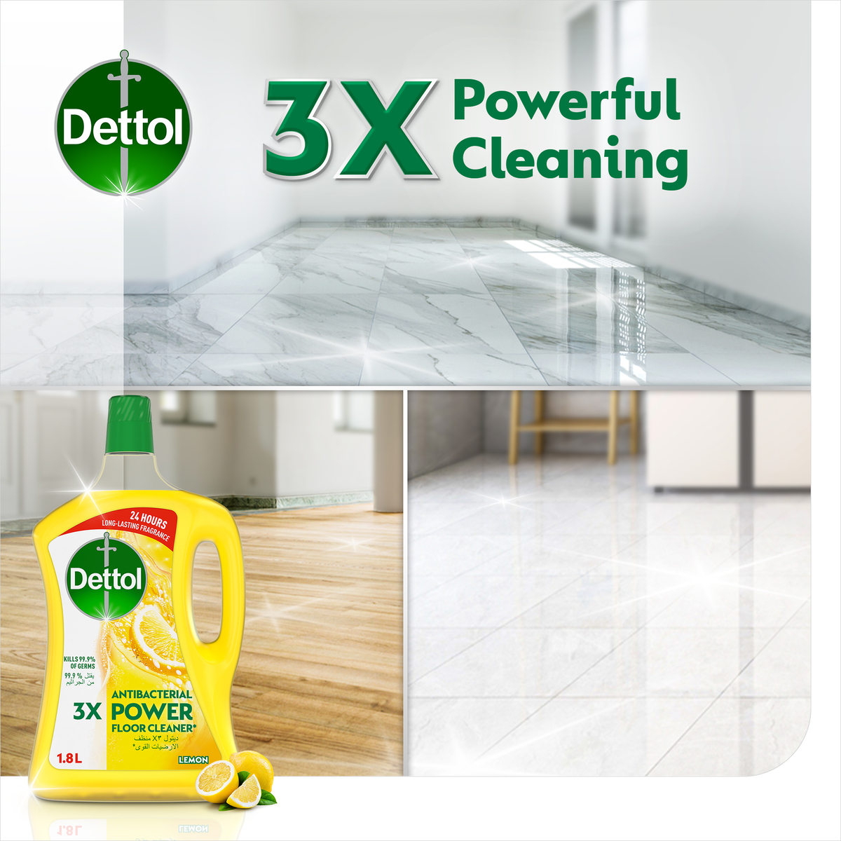 Dettol Lemon Antibacterial Power Floor Cleaner 1.8Litre
