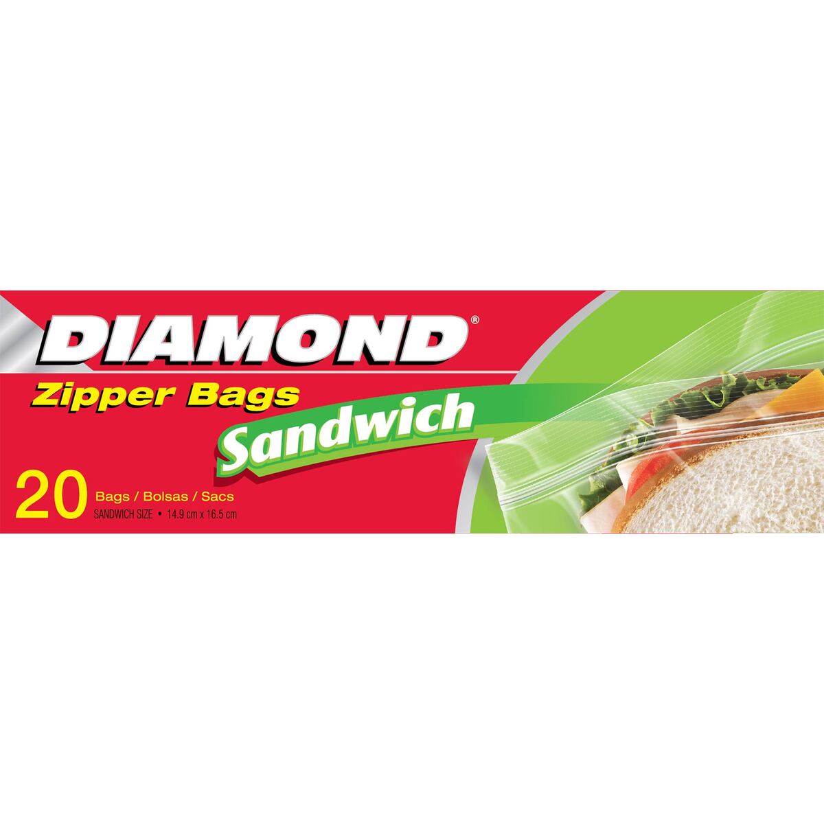 اشتري قم بشراء Diamond Sandwich Zipper Bags 14.9cmx16.5cm 20 pcs Online at Best Price من الموقع - من لولو هايبر ماركت Food Bags في الامارات