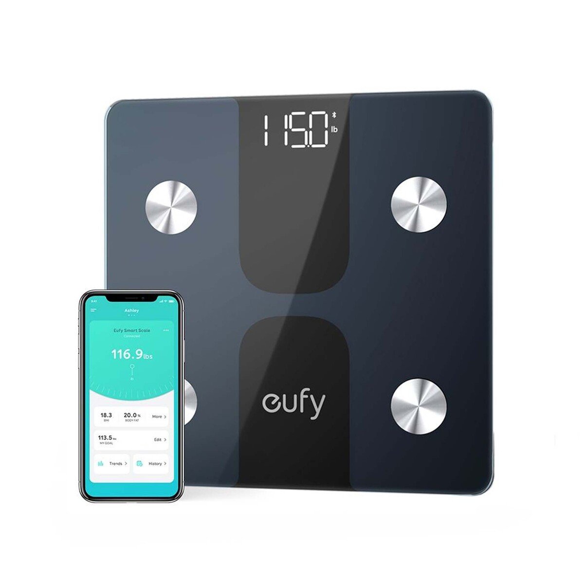 Eufy Smart Scale C1-T9146H11 Bluetooth, Digital Bathroom Scale, Weight, Body Fat, BMI