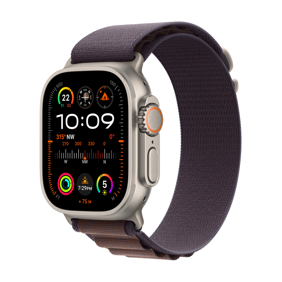 Apple Watch Ultra 2 GPS + Cellular, Titanium Case with Indigo Alpine Loop, 49 mm, Small, MRER3AE/A