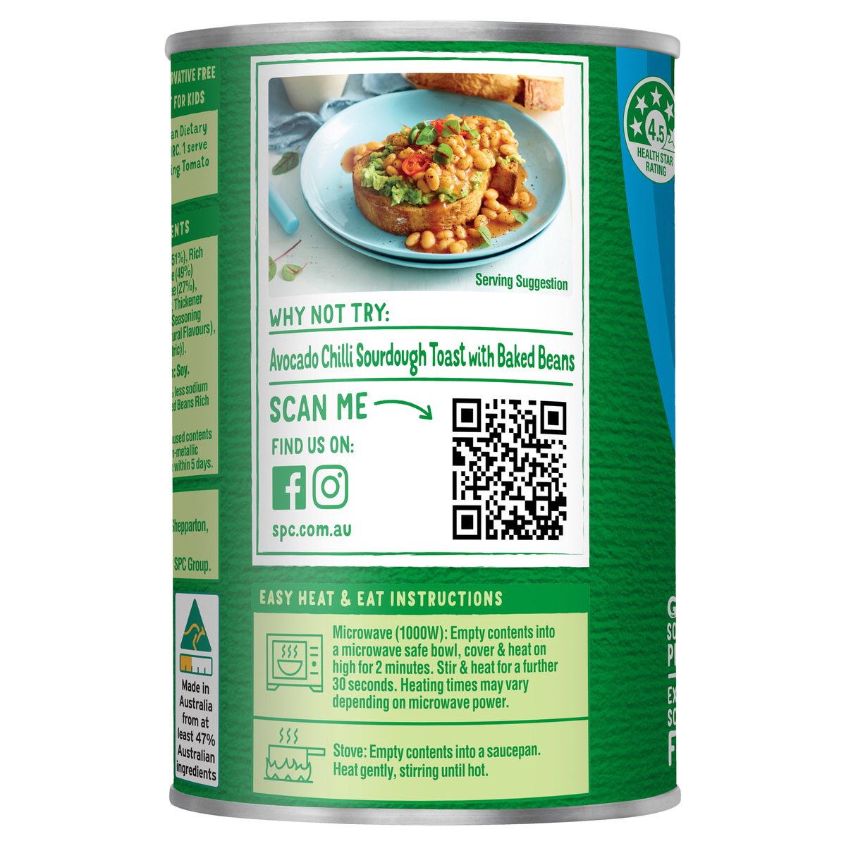 SPC Baked Beans Salt Reduced Rich Tomato 425 g