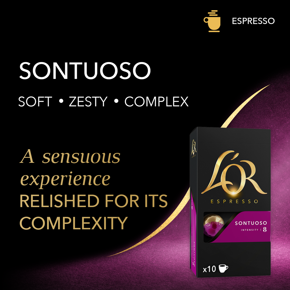 L'Or Espresso Sontuoso Intensity 8 Aluminium Coffee Capsules 10 pcs