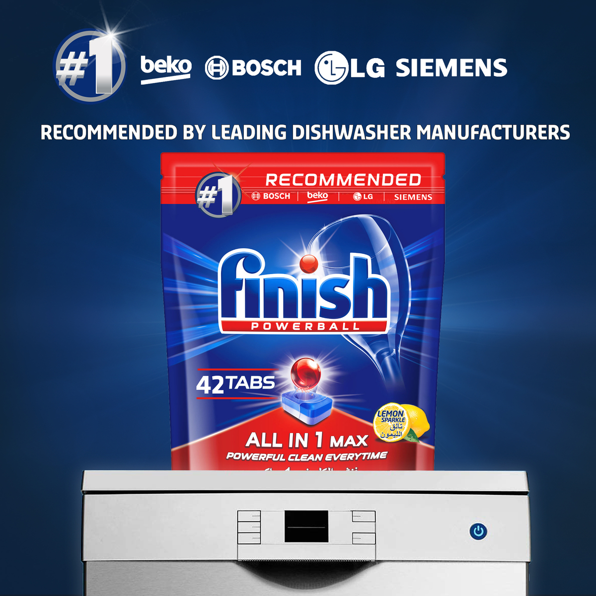 Finish Dishwasher Detergent Powerball Tabs Lemon 42pcs 672g
