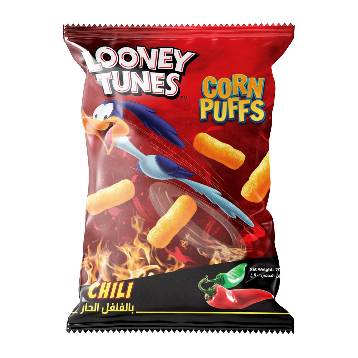 Buy Looney Tunes Chili Corn Puffs 70 g Online at Best Price | NATIONAL DAY PROMOTION GROCERY | Lulu Kuwait in Kuwait