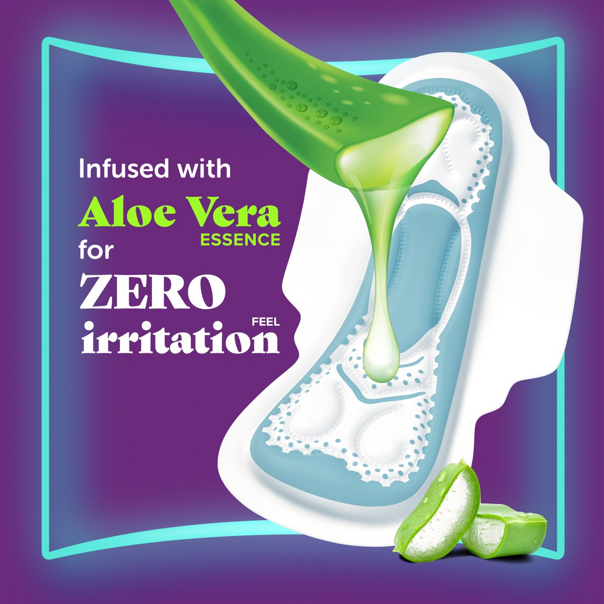 Always Aloe Cool Aloe Vera Essence For Light Days For Zero Irritation Feel Long Maxi Thick Pads Sanitary Pads With Wings 50 pcs