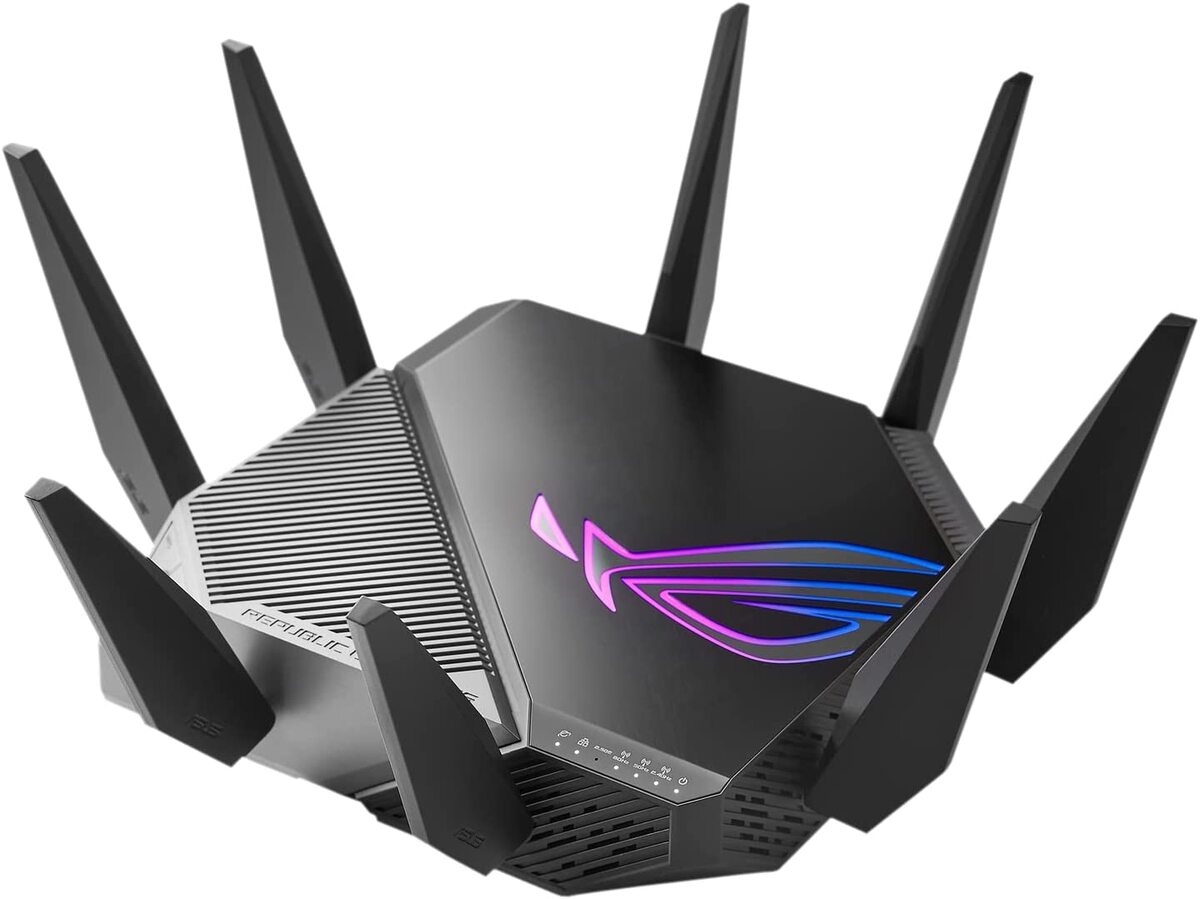 ASUS ROG Rapture GT-AXE11000 Tri-Band Wi-Fi 6E (802.11ax) Gaming Router, New 6ghz Band, 2.5g Wan/Lan Port, Ps5 Compatible, Wan Aggregation, VPN Fusion, Triple-level Game Acceleration, Free Network Security And AiMesh Support