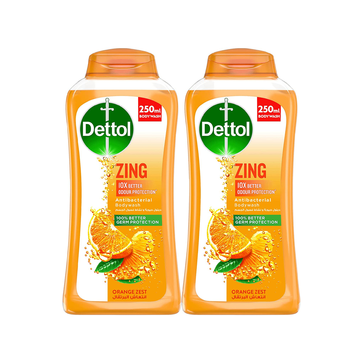 Dettol Zing Antibacterial Body Wash Orange Zest 2 x 250 ml