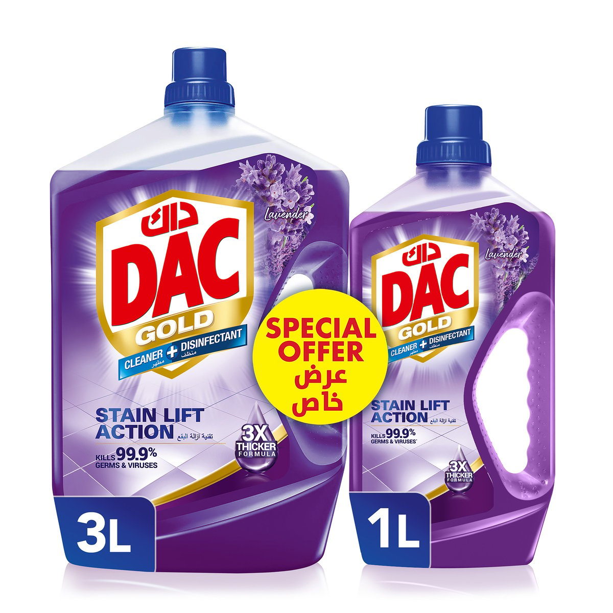 Dac Gold Lavender Multi Purpose Disinfectant 3 Litres + 1 Litre