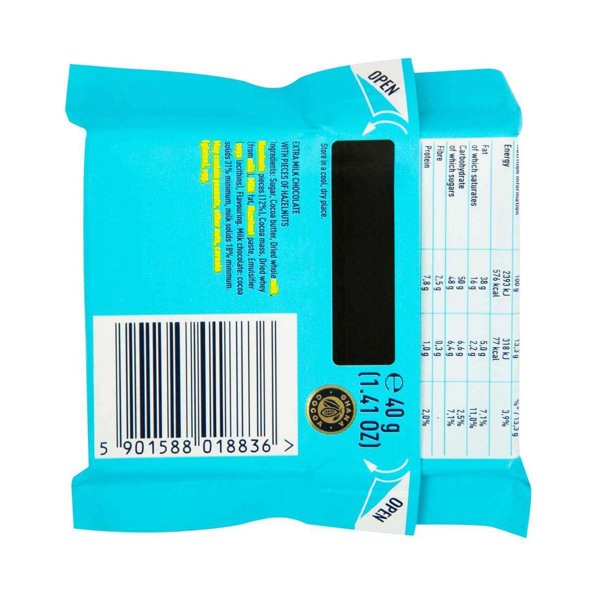 E.Wedel Extra Milk Chocolate with Pieces of Hazenuts 40 g