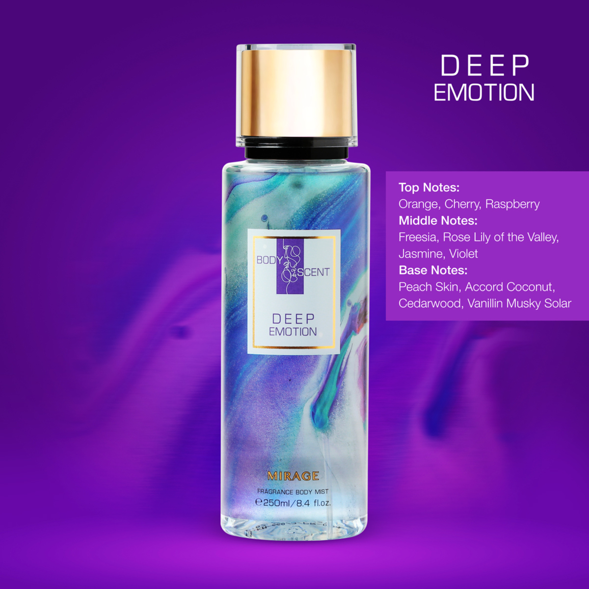 Body Scent Mirage Fragrance Body Mist for Women, Deep Emotion, 250 ml