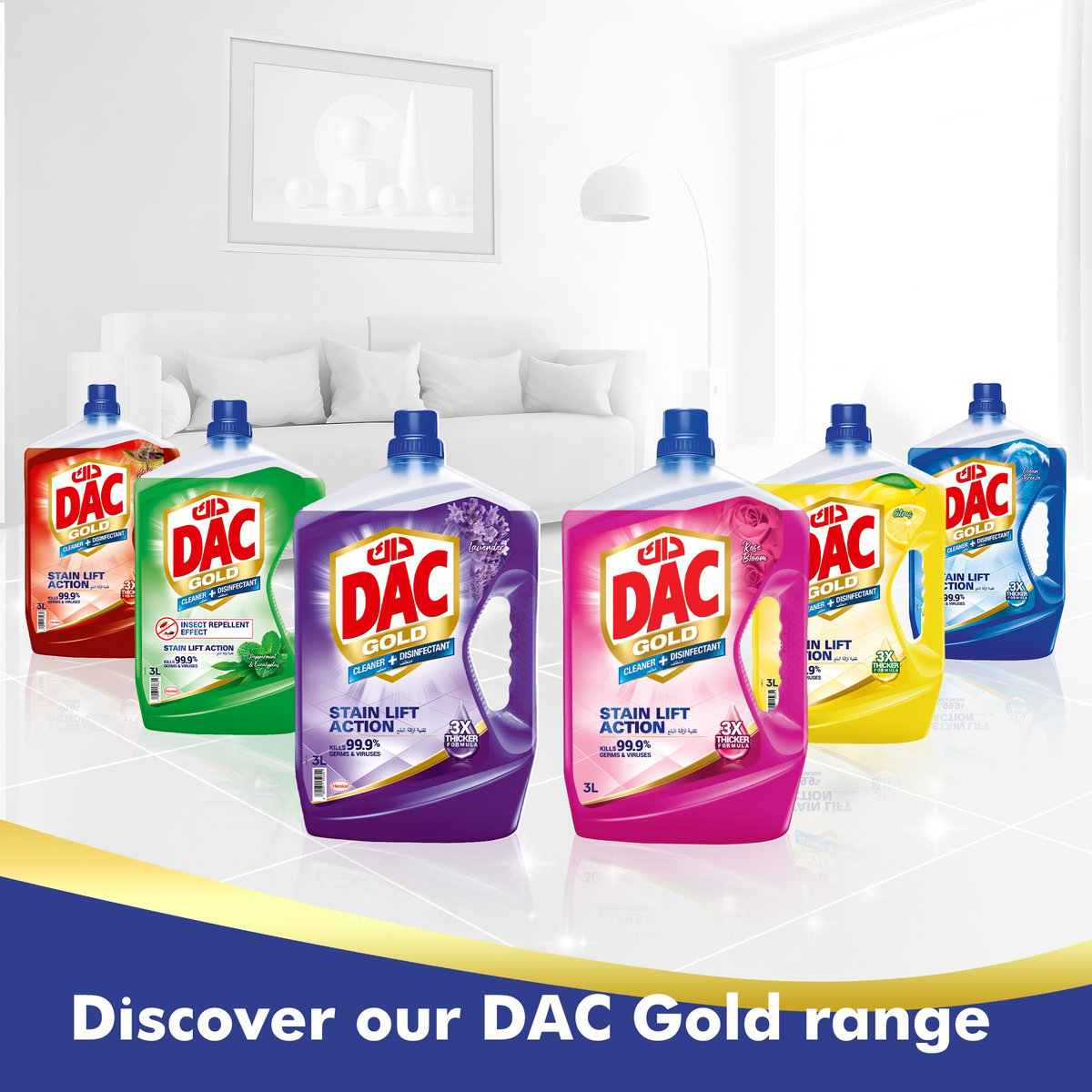 Dac Gold Multi-Purpose Disinfectant & Liquid Cleaner Citrus Burst 3 Litres + 1 Litre
