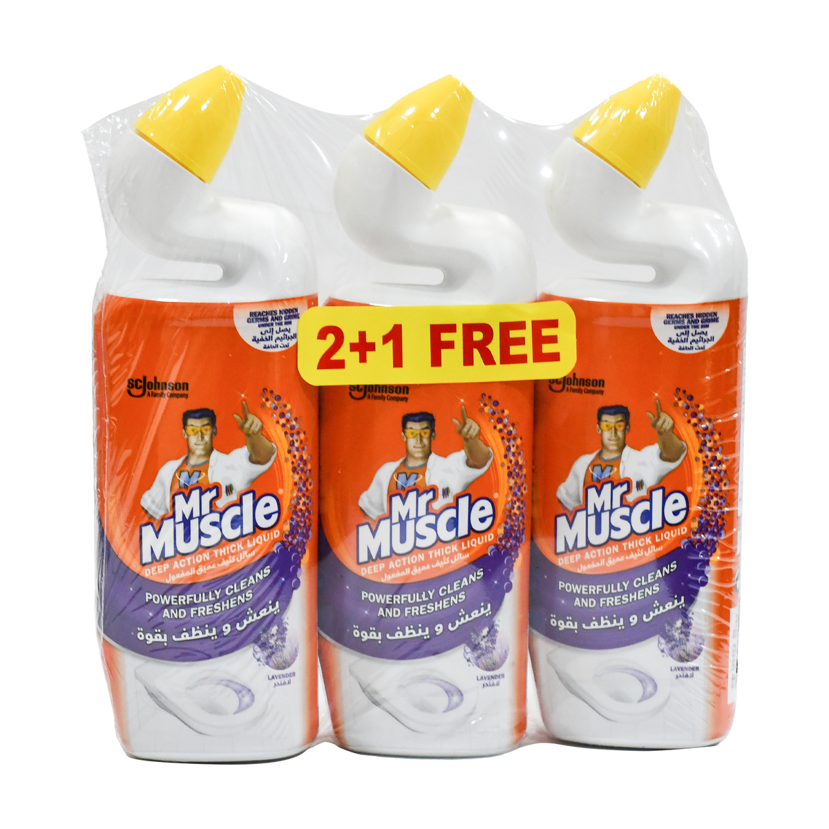 Mr. Muscle Deep Action Toilet Cleaner Lavender 750 ml 2+1 Free
