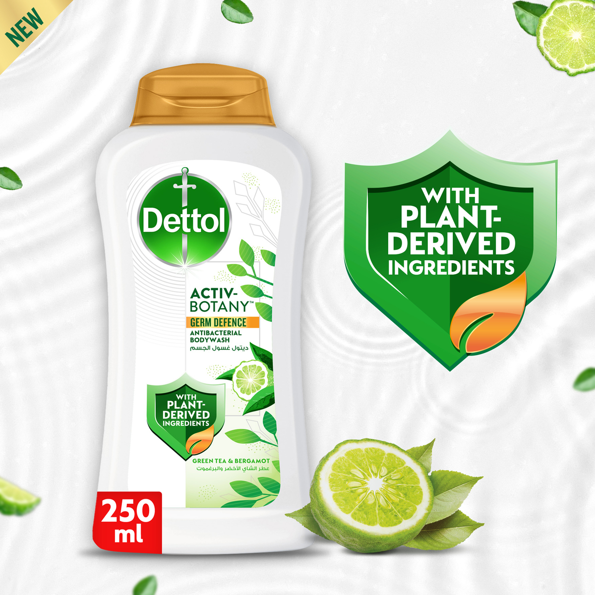 Dettol Activ-Botany Antibacterial Bodywash, Green Tea & Bergamot Fragrance 250 ml