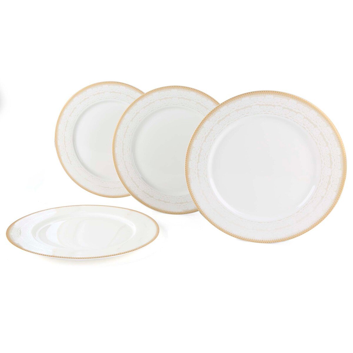 Home Porcelain Dinner Plate 10.5" Inch 4Pcs Gold