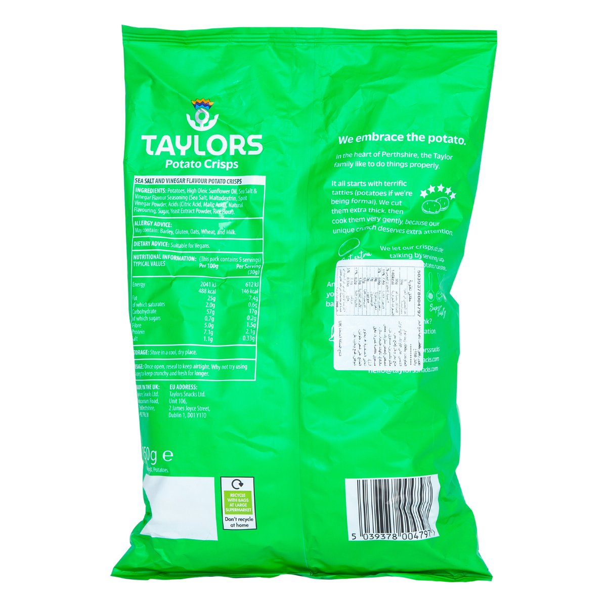 Taylors Sea Salt & Vinegar Potato Crisps 150 g