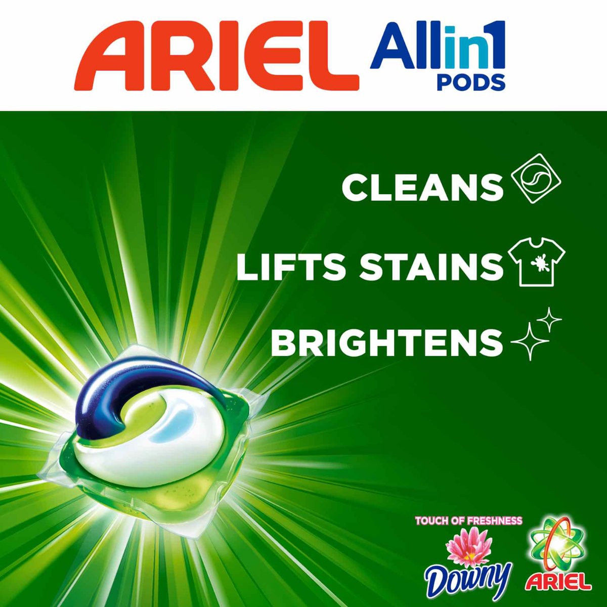 Ariel All In 1 PODS, Washing Liquid Capsules With Touch Of Freshness Downy, 22 pcs