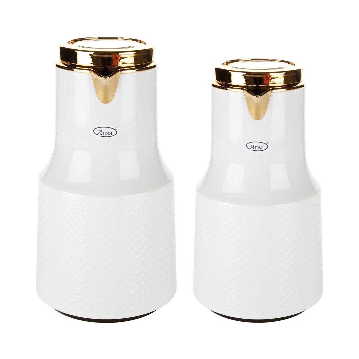 Ansa Arabic Flask 2 Pcs, 1 + 0.75 L, White & Gold, FS-WHG