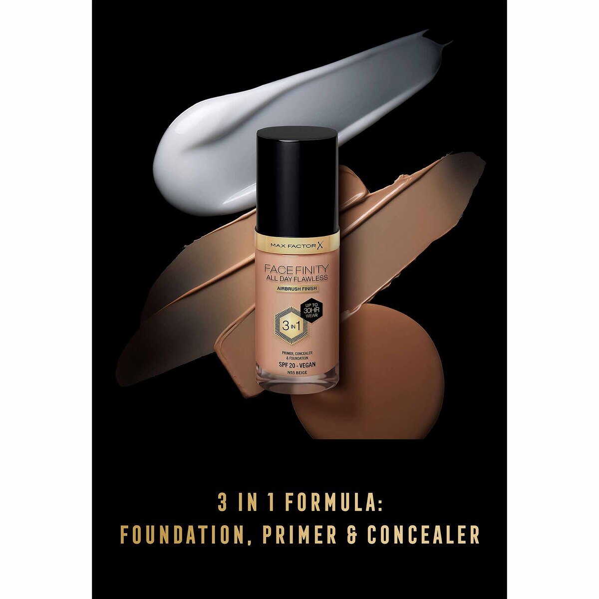 Max Factor Facefinity All Day Flawless Foundation N55, Beige, 30 ml
