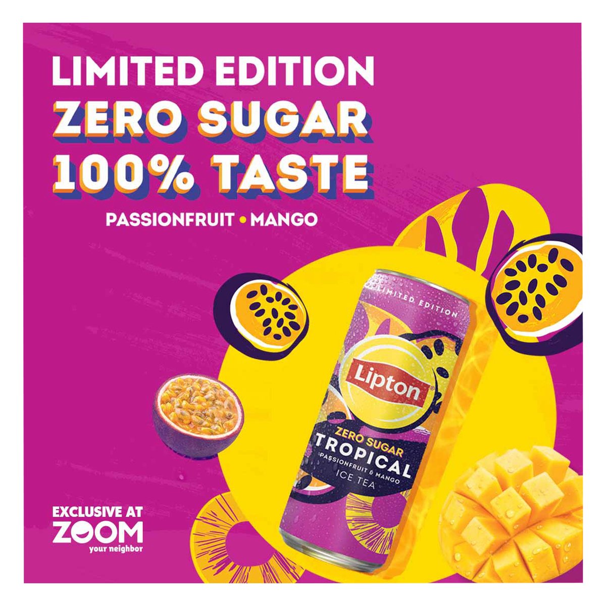 Lipton Zero Sugar Tropical Passionfruit & Mango Ice Tea 6 x 320 ml