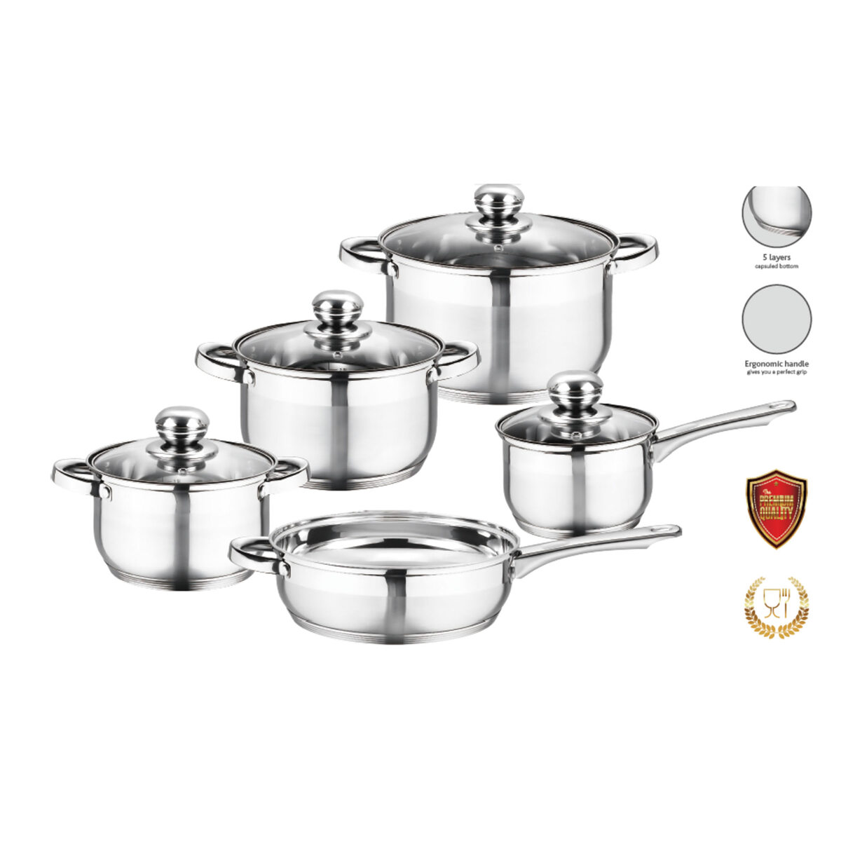 Schon Haus Stainless Steel Cookware Set 9Pc