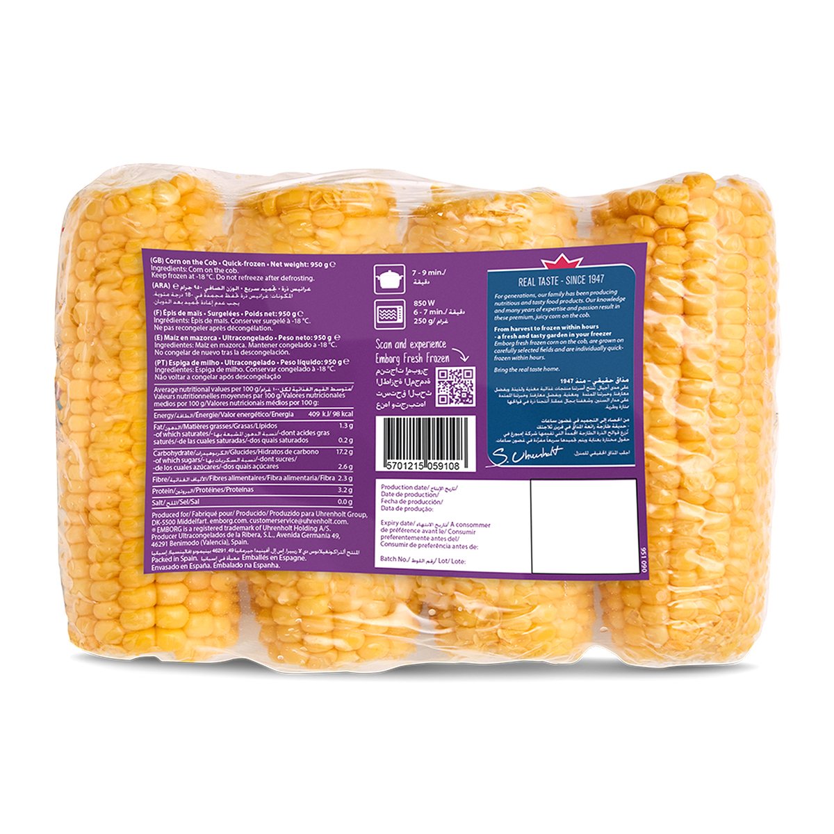 Emborg 4 Corn On The Cob 4 pcs 950 g