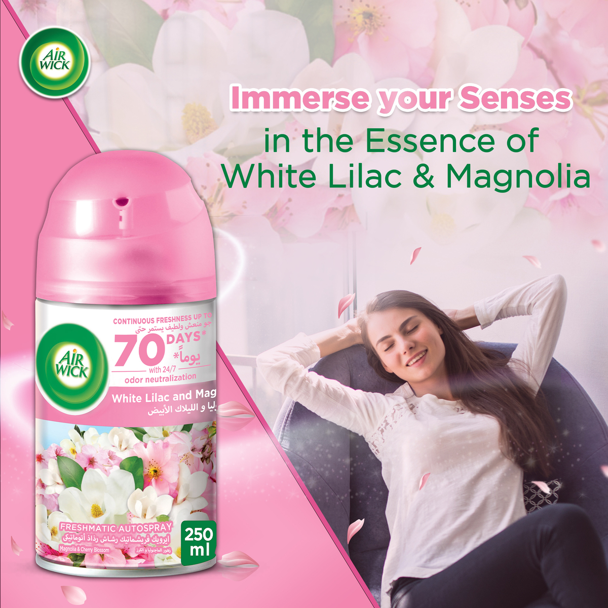 Airwick Freshmatic Kit Auto Spray White Lilac & Magnolia Value Pack 250 ml