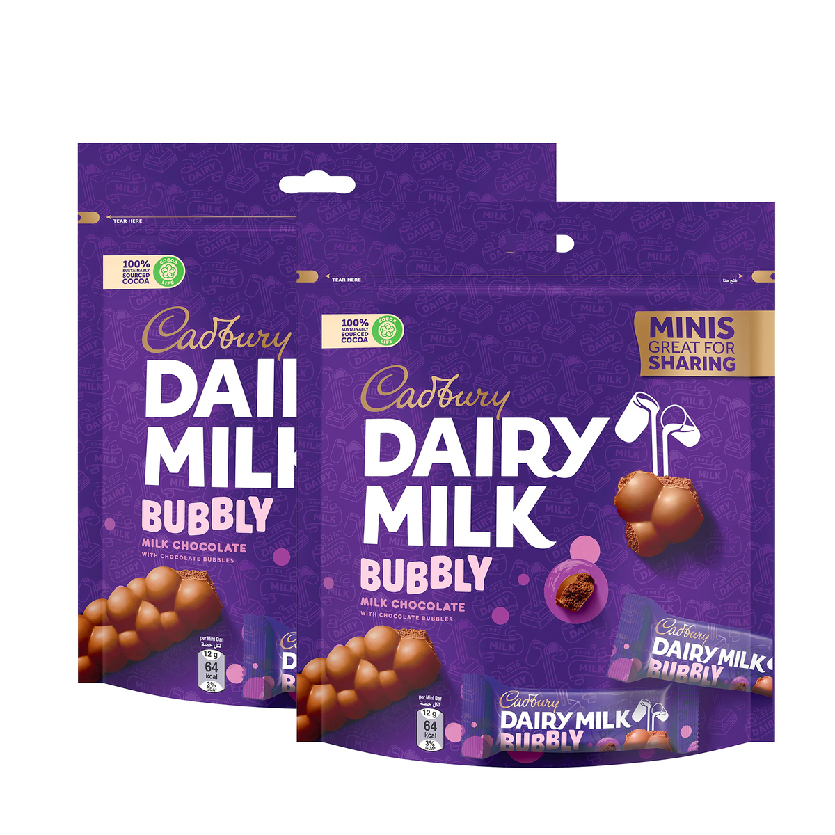 Cadbury Dairy Milk Bubbly Milk Chocolate Value Pack 2 x 168 g