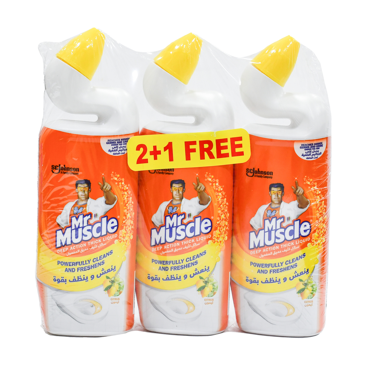 Mr. Muscle Deep Action Toilet Cleaner Citrus 750 ml 2+1 Free