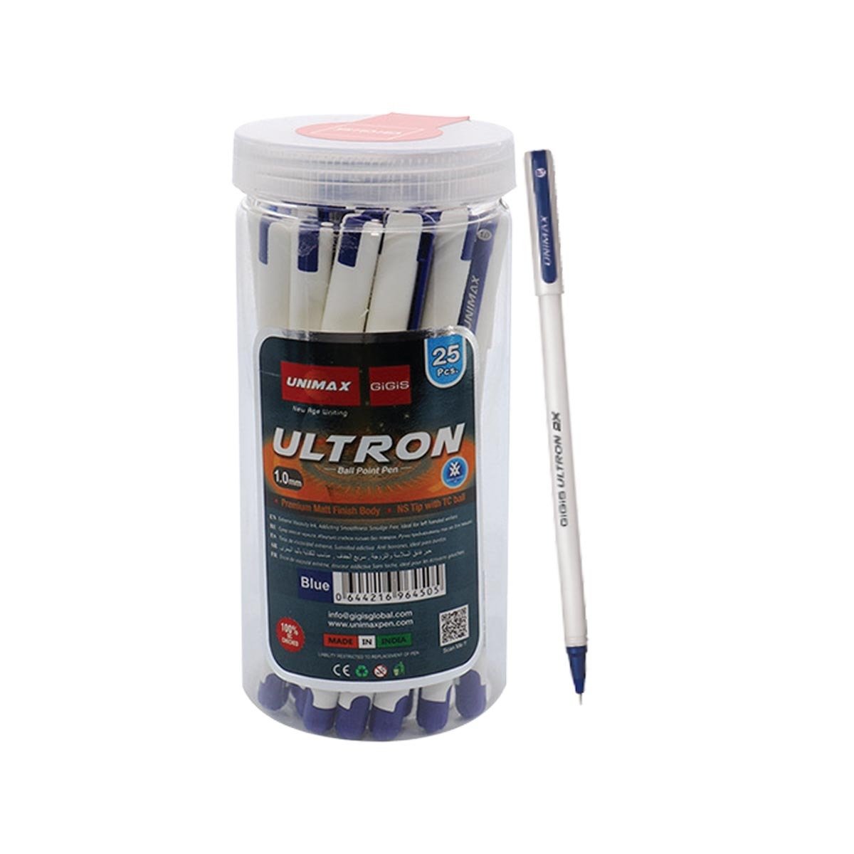 Unimax 1.0mm Ultron Blue Pen 25pcs