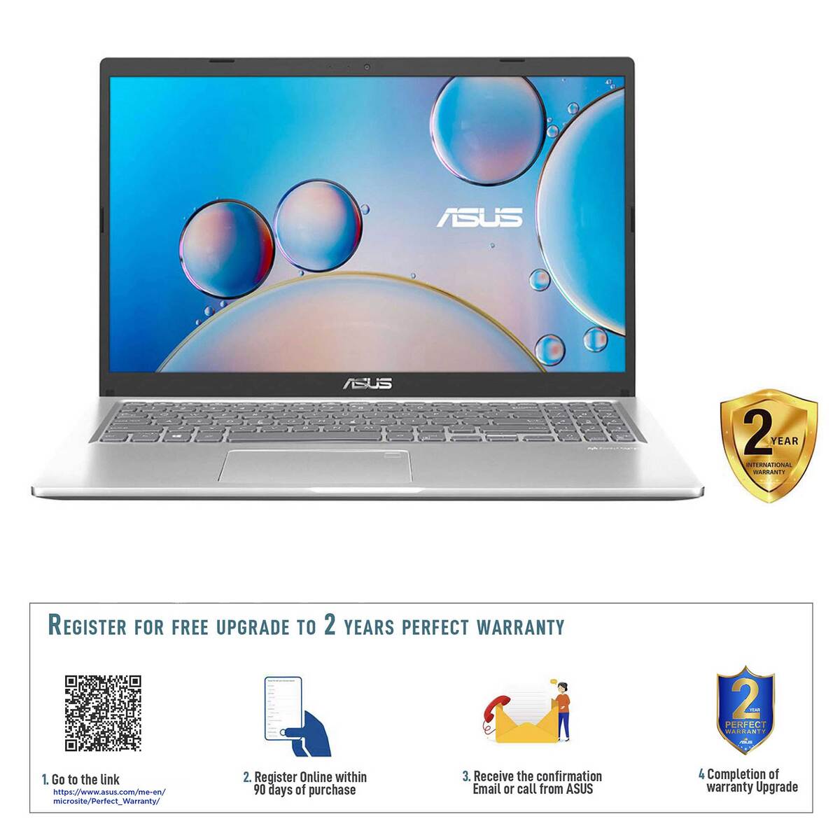 Asus X515 Laptop, 15.6 Inches, Intel Celeron N4020, 4GB RAM, 128GB SSD, Intel UHD Graphics 600, Windows 11 Home in S Mode, Transparent Silver, X515MA-BR913WS
