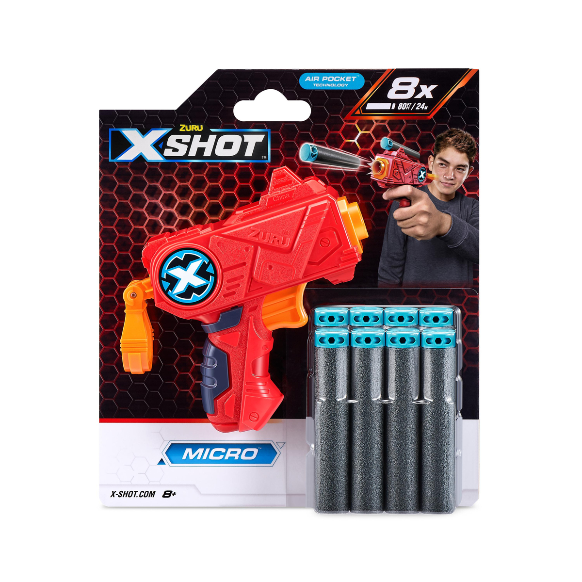 X-Shot Excel Micro Color Card Dart Gun, Red, XS-3613-A